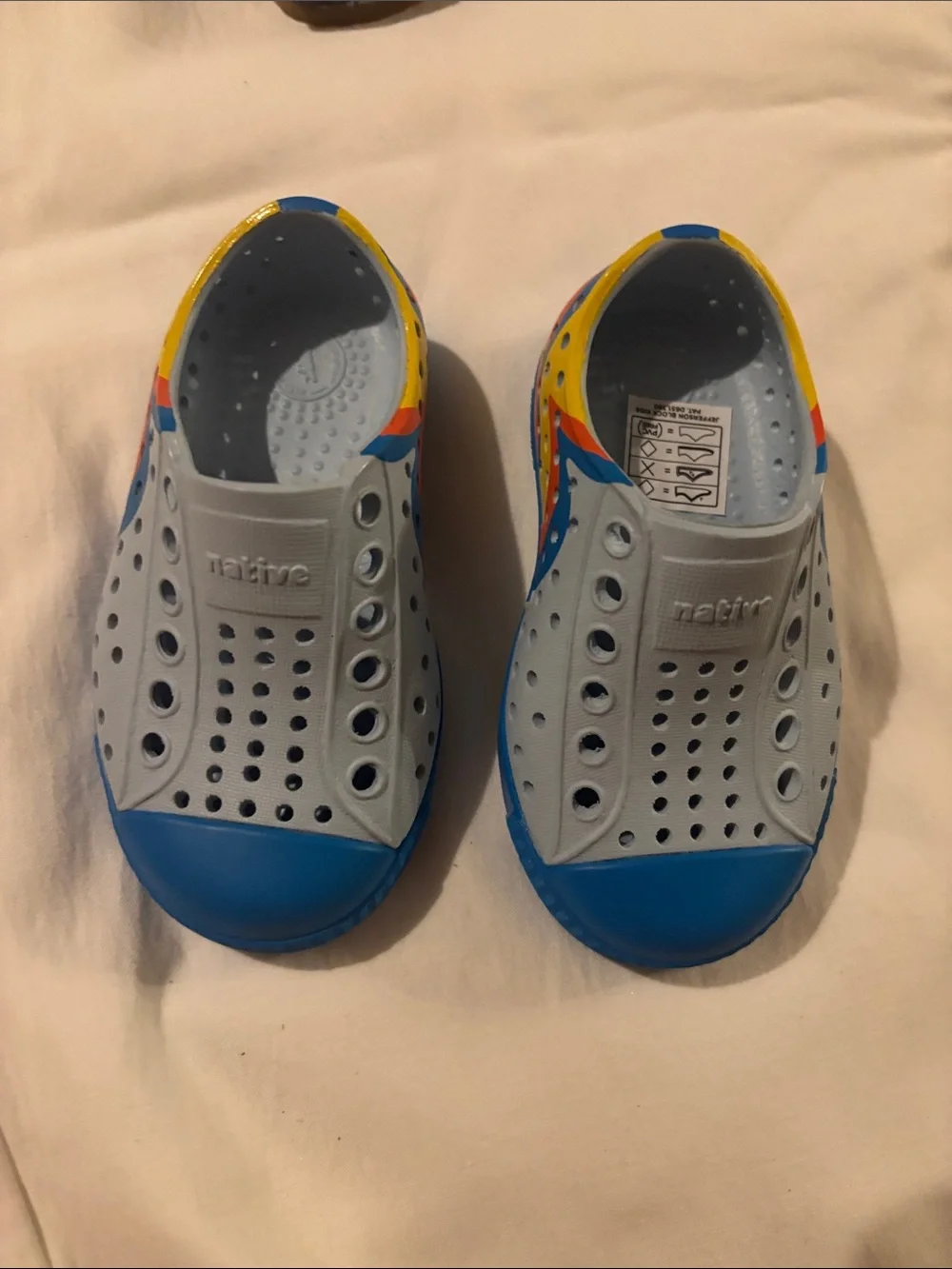 NWT Native Kids Water Shoes in Light Blue and Blue with Yellow Trim